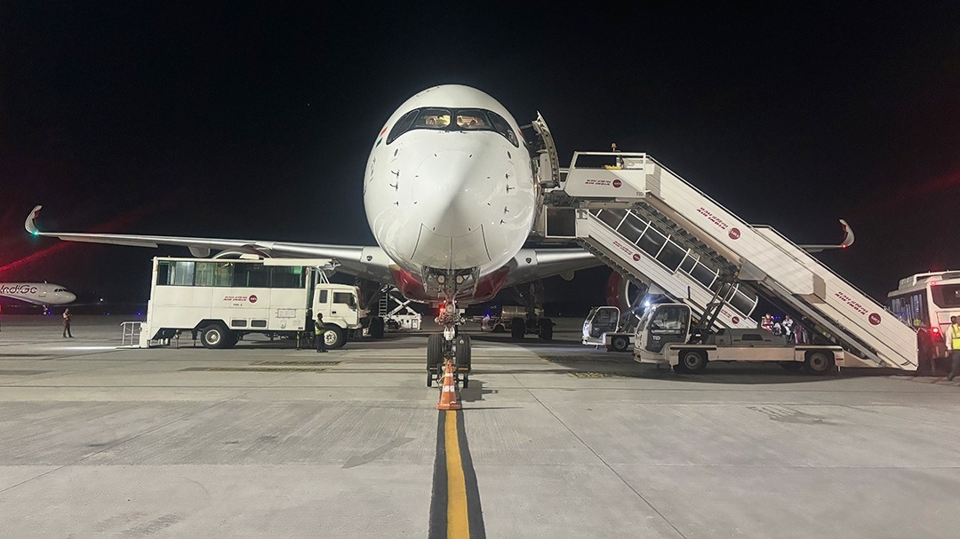 Air India's A350-900 takes maiden flight from Hyderabad airport