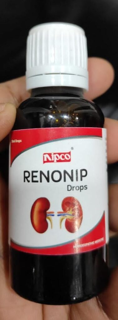  Renonip drops, a homoeopathic medicine claimed to treat kidney stones during the raids.