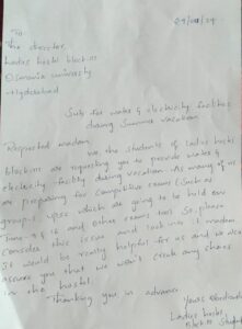 Letter Submitted by Ladies Hostel Students