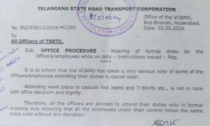 Tsrtc Asks Employees Not To Wear Jeans And T Shirt To Work3
