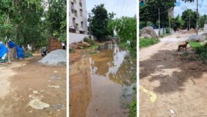 Lakshmi Sterling Apartment residents seek immediate road repairs in Nallagandla