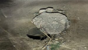 Residents push for quick fix to open manhole on Narregudam Road
